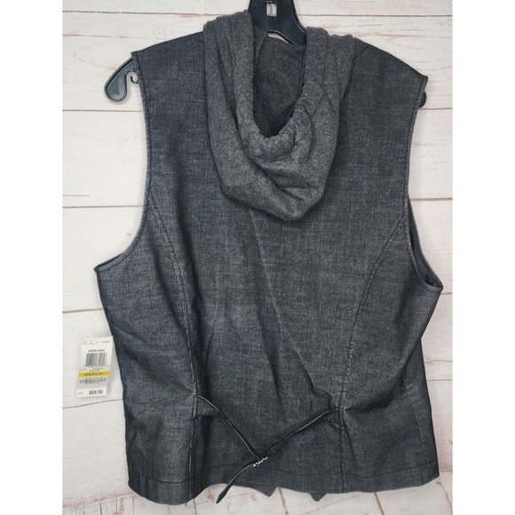 Barr 3 Woven-Hang Black Sea Medium Grey Hooded Full Zip Vest - Picture 6 of 11